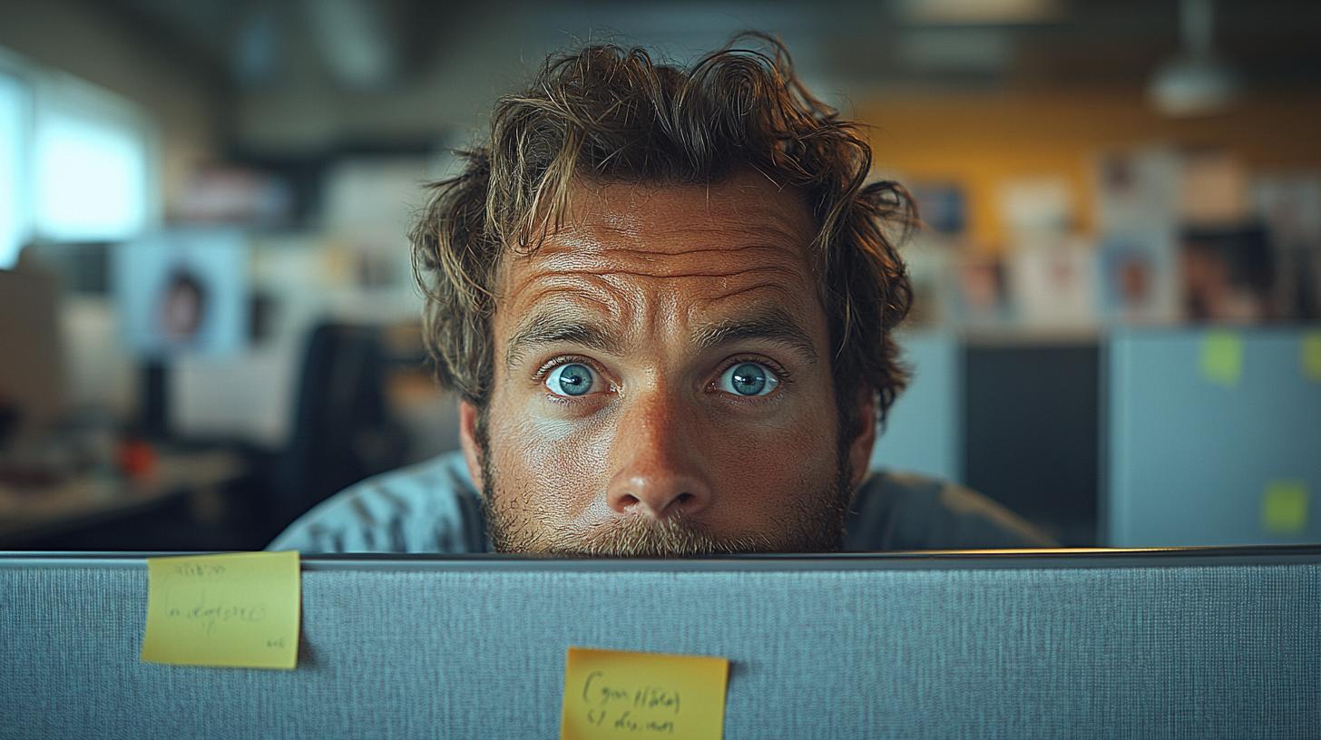 mann mit überrascht-angstvollem Blick-Angst vor einem neuen Job