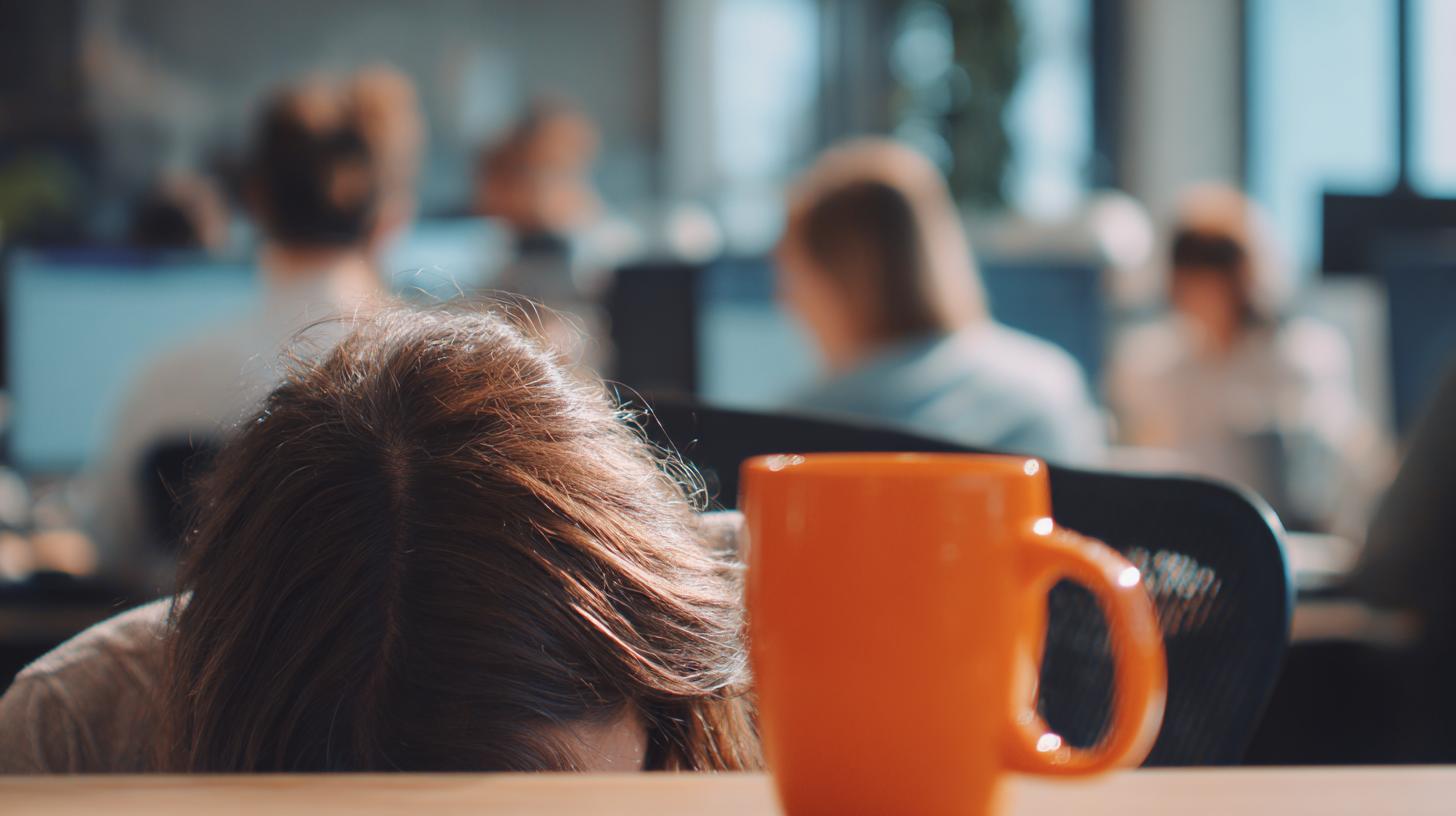 Gaslighting am Arbeitsplatz – gestresste Mitarbeiterin mit psychischer Belastung im Büro